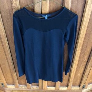 David Lerner Black Mesh Long Sleeve Bodycon Dress